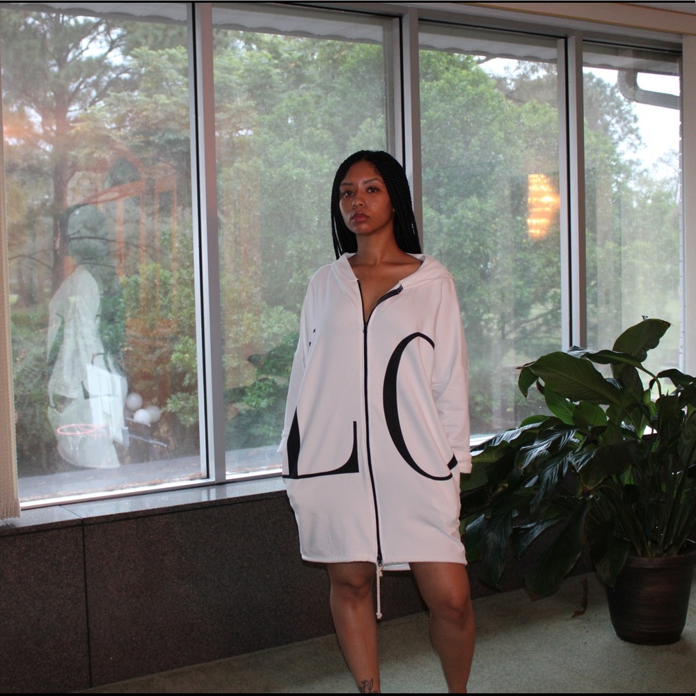 ☽ SOLD OUT Off White Love Hoodie Dress - Picture 2 of 16